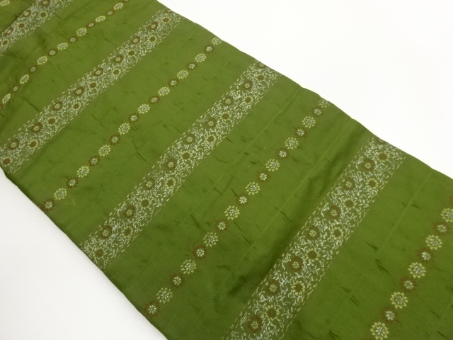 JAPANESE KIMONO / NAGOYA OBI / WOVEN ARABESQUE FLOWER 